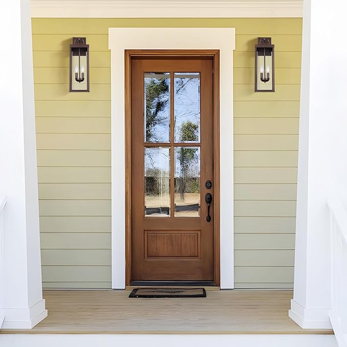 Outdoor Wall Sconce Light, 20 Inch Tall Transitional Exterior Wall Lighting with Clear Glass, Modern Outside Bronze Carriage Lantern Lamp for Front Porch Garage Garden Patio Corridor Doorway