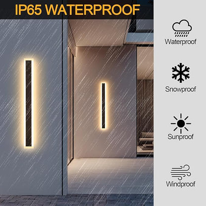 Long Outdoor Wall Lights 1 Pack 31.5 inch LED 3000K Linear Outside Lighting Linear Outdoor Wall Sconce IP65 Waterproof Black Exterior Lights for Garden Garage Front Door Yard