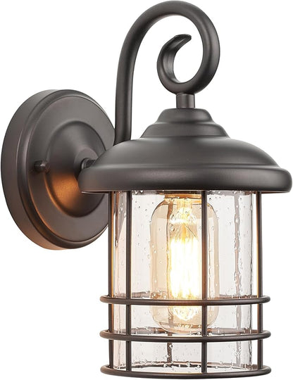 MICSIU Oil Rubbed Bronze Porch Lights Outdoor Wall, Waterproof Farmhouse Exterior Light Fixtures with E26 Sockets & Glass Shades, 9.8 Inch Small Outside Lighting for House, Home, Entryway,Garage