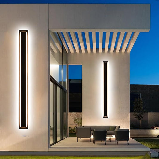 MELUCEE 2 Pack 60 Inch Outdoor Long Wall Lights, 5 Color Dimmable Outside Linear Long Strip LED Wall Sconce, Black Exterior Light Fixture for House, Garage, Porch, Patio, IP65 Waterproof, 3000K-6000K