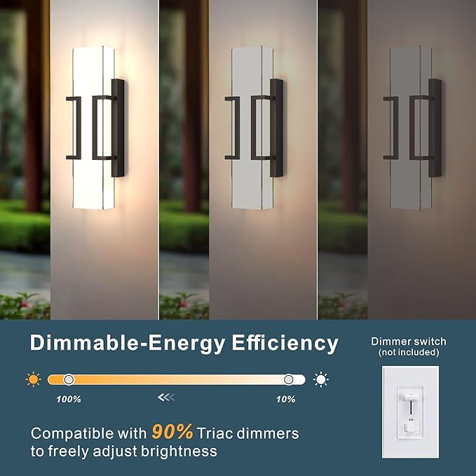 Hyunbae Dusk to Dawn Outdoor Lighting Fixtures, Sensor Modern Outdoor Wall Sconce, LED Wall Mount Porch Light, Dimmable IP65 Waterproof Outside Wall Lights for House Doorway Garage Entryway, 3000K