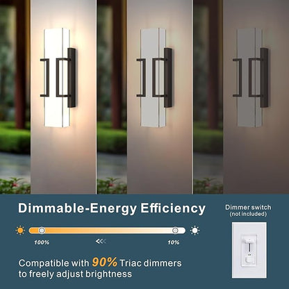 Hyunbae Dusk to Dawn Outdoor Lighting Fixtures, Sensor Modern Outdoor Wall Sconce, LED Wall Mount Porch Light, Dimmable IP65 Waterproof Outside Wall Lights for House Doorway Garage Entryway, 3000K