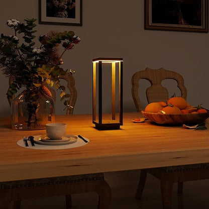 2 Pack Cordless Table Lamp Rechargeable, IP55 Waterproof, 60h Runtime Protable Outdoor Table Lamps, 3 Color Stepless Dimming Battery Powered Table Lamp for Dinner/Restaurant/Bedroom/Cafe