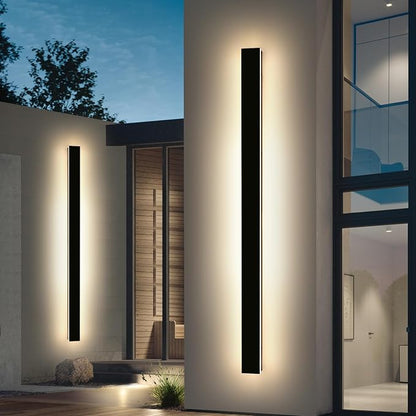 Mikeru 71" 2Pack Outdoor Wall Sconce 3000K Warm White - IP65 Waterproof Black Exterior Light, Hardwired Wall Mounted Fixture for Porch, Patio & Entryway | Non-Dimmable Weatherproof Design