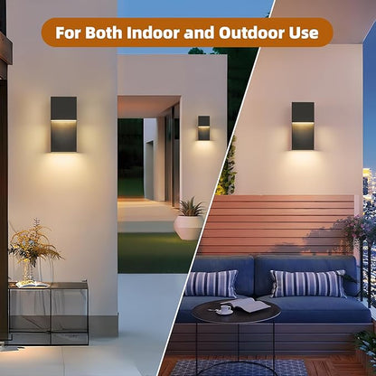 tewei Modern LED Outdoor Wall Sconce 20W Exterior Lighting Fixtures, Black Outside Lights for House Integrated LED Outdoor Wall Mount Lights for Front Porch Garage, Warm White 3000K, 2 Pack