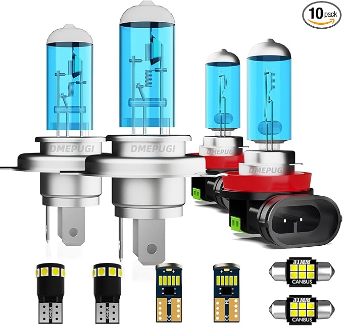 Halogen Headlight Bulbs Interior Light Kit Fit For Honda CR-V 2013-2014, High Low Beam Light Bulb Combo + Interior Bulbs Package + License Plate Lights, Plug N Play, Pack of 10