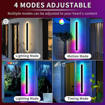 Mikeru Upgraded Widened RGB Long LED Wall Lights, 2Pack 47.2inch Outdoor Sconces RGB/Warm/White Dimmable Outdoor Wall Lights Exterior Front Porch Light Ip65 Waterproof Wall Sconce with Remote Control