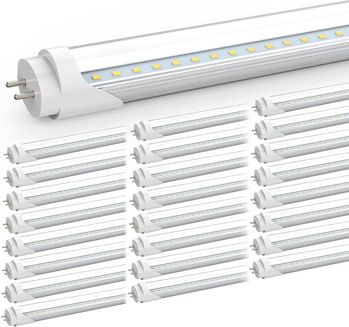CNSUNWAY T8 LED Bulbs 4 Foot, Hybrid Type A+B Light Tube, 18W 2400LM 6000K, Plug & Play or Ballast Bypass, Single-Ended or Double-Ended, T8 T10 T12 Fluorescent Light Bulbs Replacement, ETL (25 Pack)