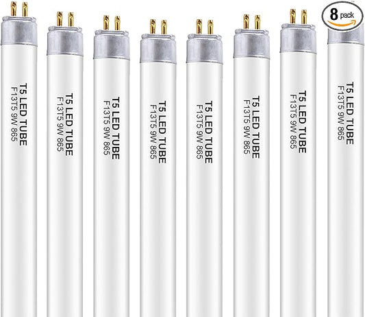 8 Pack 21 Inch F13T5/DL LED Replacement Bulbs, 6500K Daylight, T5 LED 9 Watt Replace Fluorescent Bulb with LED, Replacement Tube for Counter and Cabinet Fixture