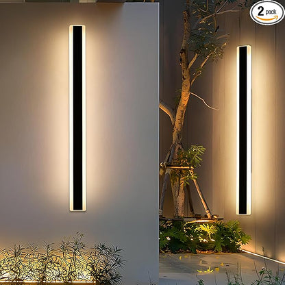 2 Pack Long LED Wall Light, 57inch Modern Wall Sconce, 50W, 3000K Warm White, IP65 Waterproof, White Acrylic, Outdoor Wall Mount Light Fixture for Patio, Garage, Entryway, Fence