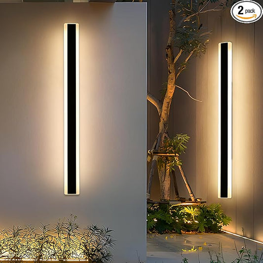 2 Pack Long LED Wall Light, 57inch Modern Wall Sconce, 50W, 3000K Warm White, IP65 Waterproof, White Acrylic, Outdoor Wall Mount Light Fixture for Patio, Garage, Entryway, Fence