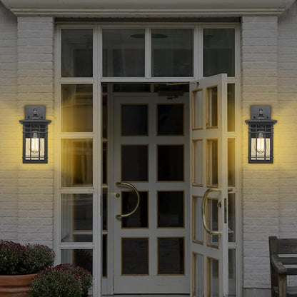 Dusk to Dawn Exterior Wall Lights, Outdoor Wall Lanterns Sensor Light Fixtures Wall Mount Waterproof Wall Sconce Anti-Rust Porch Light with Seeded Glass for Corridor, Garage, 1 Pack