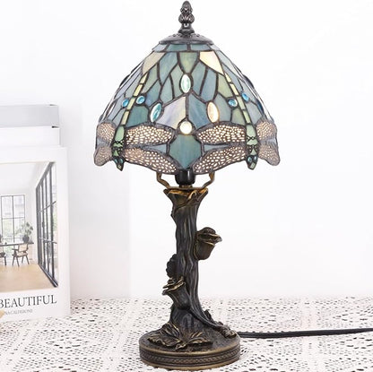 Table Lamp Base Replacement Only, Wide 5 Height 15 Inch, Fit for 6, 8, 10 Inch Tiffany Style Stained Glass Lampshade, Dark Bronze Finish,Resin, Push Switch On Cord(D (W5H15 Inch))