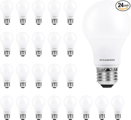 LEDVANCE Sylvania ECO LED A19 Light Bulb, 60W Equivalent, Efficient 9W, 7 Year, 750 Lumens, Non-Dimmable, Frosted, 5000K Daylight - 24 Pack (40987)