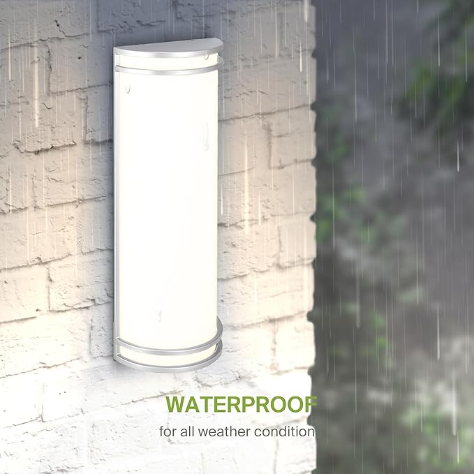 ASD 18 Inch LED Outdoor & Indoor Wall Mount Light Fixture - Brushed Nickel Modern Wall Sconce Lighting - 20W 120-277V 3000K 4000K 5000K Adjustable Dimmable Exterior Lights - Front Door, Patio - ETL