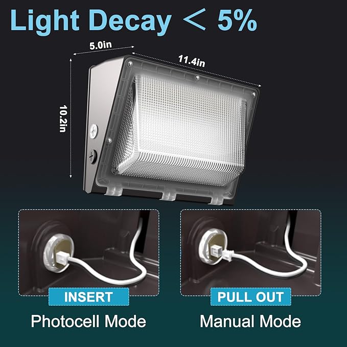 Lightdot 1Pack 250W LED Wall Pack Lights, 100-277v Dusk to Dawn with Photocell | 37500Lm(150Lm/W) 5000K IP65 Outdoor Exterior Lighting Fixture for Yard,Warehouse,Factory,Garage, ETL(Height:20~40ft)
