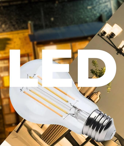 Satco S12150 8W LED A19 Bulb, Warm Dimming 3000K-2000K, 800 Lumens, 90 CRI, 60W Replacement, Clear Glass, E26 Medium Base, Enclosed Fixture Rated, Dimmable, 120 Volt (6 Pack)