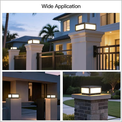 Outdoor Post Lights Hard Wired, AC100-240V 11.8" Column Light, Modern Pillar Lights Outdoor Waterproof, 3000K Square Post Lamp LED Lighting, Large Gate Fence Posts Light for Garden Patio Outside