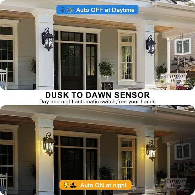 Large Outdoor Wall Light 20.87" H Black Waterproof Outside Wall Sconce Classical European Style Porch Light with Water Glass for Entryways, Yards, Front Porch