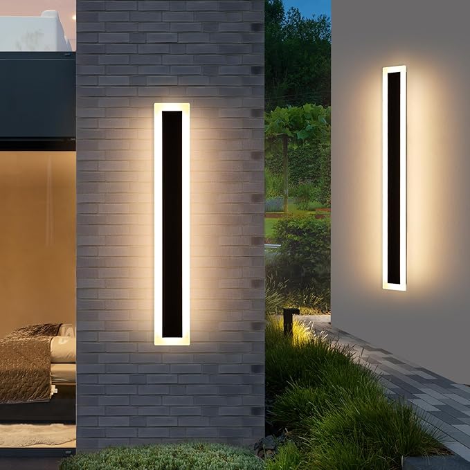 Mikeru Upgraded Widened 2pack 47.2inch Outdoor Wall Light Fixtures, 3000k Exterior Lighting Fixtures Ip65 Waterproof Rust Outdoor Light Hardwire Wall Mount Porch Lights for Garage(Width: 5.5inch)