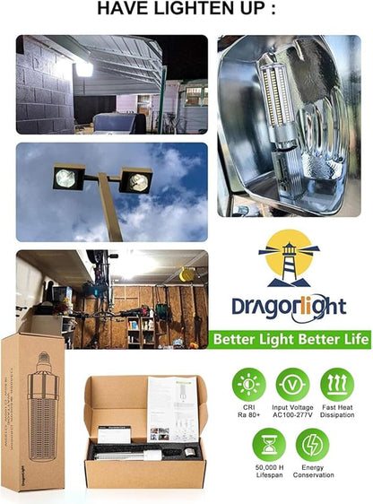 DragonLight 100W Commercial Grade Corn LED Light Bulb(700 Watt Equivalent) E26/E39 Large Mogul Base LED Lamp 3000K Warm White 12,000LM for High Bay Area Lighting
