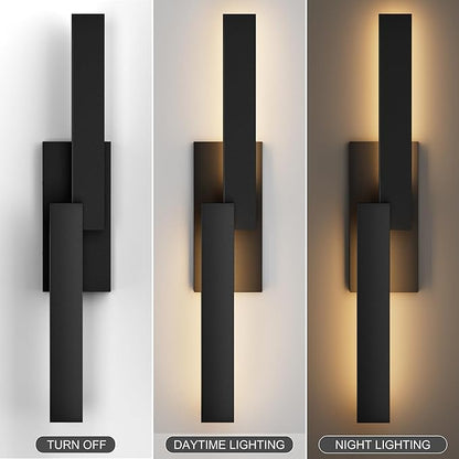 LamQee 31.5" Aluminum Long Outdoor Wall Lights, 3000K 1000LM 20W Integrated LED, Black Modern Exterior Lighting Fixtures IP65 Waterproof Contemporary Outside Sconce for House Porch Patio Garage Door