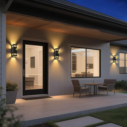 Dusk to Dawn Outdoor Wall Light 2 Pack, Modern Exterior Lighting Fixtures for House, Black Outdoor Sconce Lights with LED Bulbs, Up Down Lights, Outside Garage Lights for House, Porch, Door