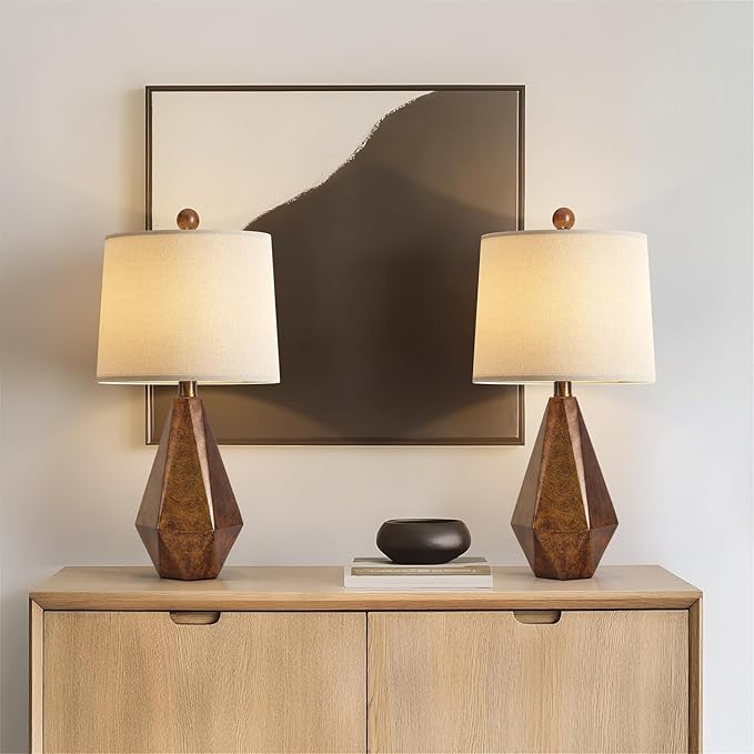 PoKat 20.25" Golden Brown Table Lamps Set of 2 for Night Stands, Vintage Bedroom Lamps for Bedroom Living Room, Retro Bedside Lamps for End Table, Suitable for Small Place, Golden Brown