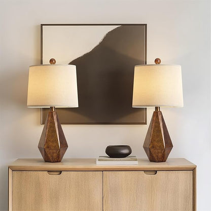 PoKat 20.25" Golden Brown Table Lamps Set of 2 for Night Stands, Vintage Bedroom Lamps for Bedroom Living Room, Retro Bedside Lamps for End Table, Suitable for Small Place, Golden Brown