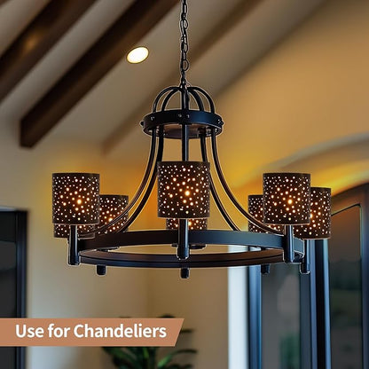 2 Pack Metal Lamp Shades, Cylinder Lamp Shade with 1-5/8" Fitter, Antique Bronze Lampshade Replacement for Lighting Fixture,Chandelier,Table Lamp,Wall Lamp, Floor Lamp, Diameter 4.75 in Height 5in