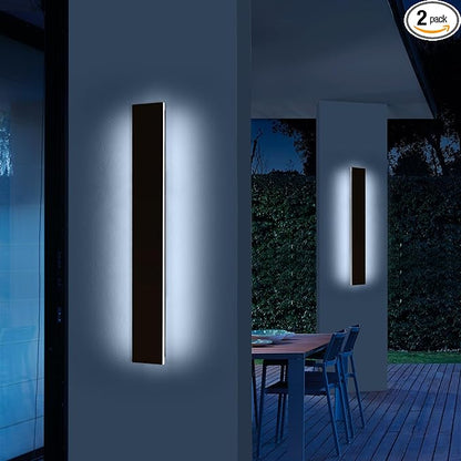 Mikeru Upgraded 2 Pack 47.2" Modern Outdoor Wall Sconce, 4.3" Wide IP65 Waterproof Exterior Light Fixtures Cover US Junction Box, 3000K/4500K/6000K 3-Color Temp LED Porch Lights for Garage, Patio