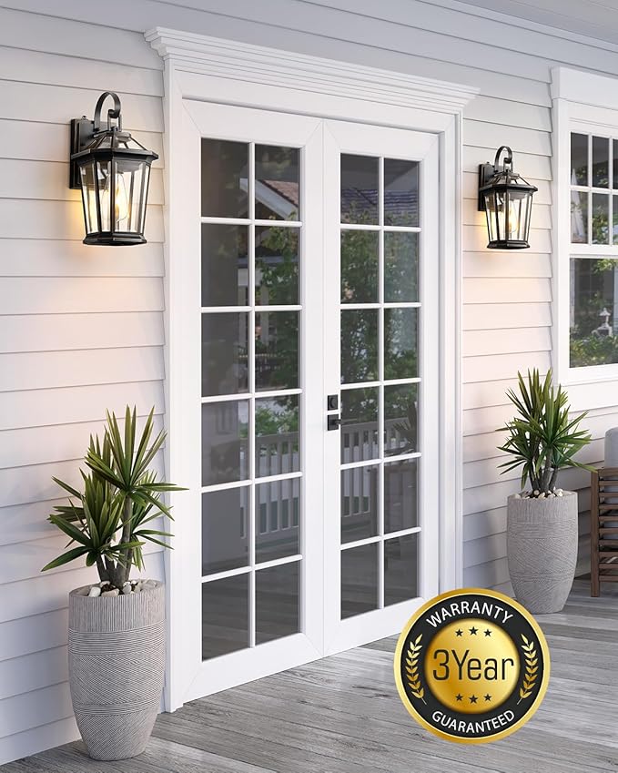 VIANIS Dusk to Dawn Exterior Light Fixture, Waterproof Outdoor Wall Sconce Porch Light for House, 100% Anti-Rust Aluminum Outside House Lights, Farmhouse Coach Lantern for Garage, Front Door 2Pcs
