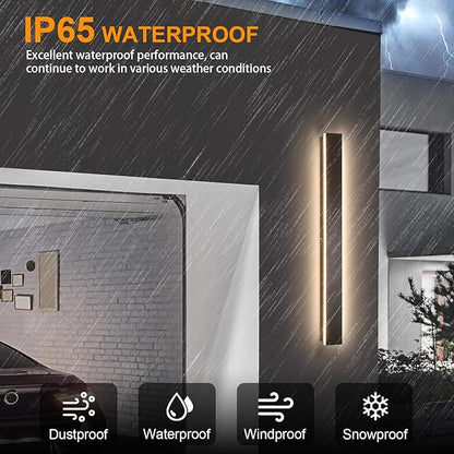 Outdoor Wall Lights,39inch Modern LED Exterior Light Fixtures Wall Mount,Dimmable Black Linear Outdoor Light Fixture IP65 Waterproof,Modern Long Strip LED Sconce Lighting for Porch,Garage
