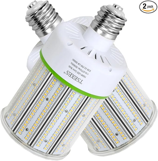2 Pack LED Corn Bulb 150W,E39 Mogul Base,23700Lm 5000K Corn Light Bulb Replacement Metal Halide HID CFL for Commercial Industrial Lighting Warehouse High Bay Light Fixture Garage Workshop