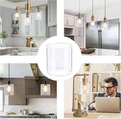 1 Pack Clear Glass Lamp Shade, with 1-5/8" Fitter Opening, Cylinder Glass Lamp Shade Replacement for Table Lamps,Wall Lamps,Pendant lights and Bathroom Vanity lights.