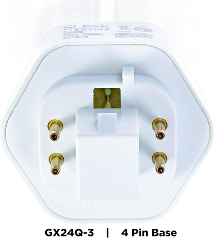 SLEEKLIGHTING 26 Watt T4 Tri Tube CFL 4 Pin GX24Q-3 Base Light Bulb 2700K 1600lm - Compact Fluorescent - Warm White Light 4pack