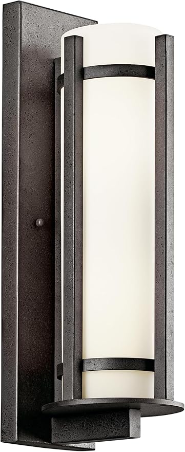 Kichler Camden 26" 3 Light Outdoor Wall Light with Opal Etched Glass in Anvil Iron
