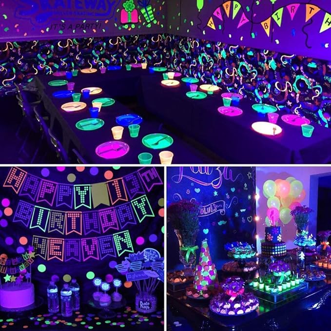 Ontesik A19 LED Black Light Bulbs,E26/E27 Base Dimmable Black Lights,12W UVA Level 395NM, Halloween Light Bulbs，Glow in The Dark，Fluorescent Poster, Body Paint,Neon Glow Party