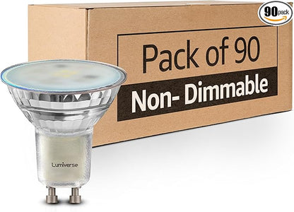 Lumiverse 90 Pack GU10 LED Bulb, Non-dimmable 4W (35W Equivalent) 100 Degree Flood Beam 2700K Soft White, Halogen Replacement for Kitchen, Living Room, Bedroom
