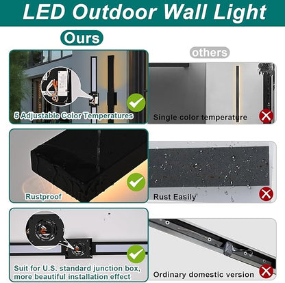 2 Pack Modern Outdoor Wall Lights for Patio,48 inch Long Outdoor LED Wall Lights,LED Long Linear Exterior Lighting,Outside Linear Wall Light for Porch,Patio,Enterway,Front Door