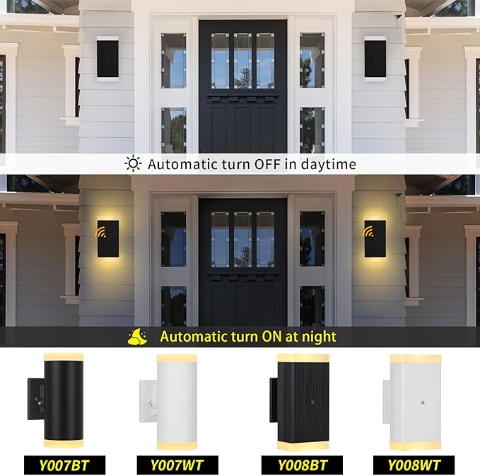 Dusk to Dawn Outdoor Lighting, ZUUKOLE Waterproof Exterior Wall Lantern, Anti-Rust Aluminum Wall Mount Lighting Rectangular Design – Up Down Wall Light fixtures for Porch, Patio or Garage, 2 Pack