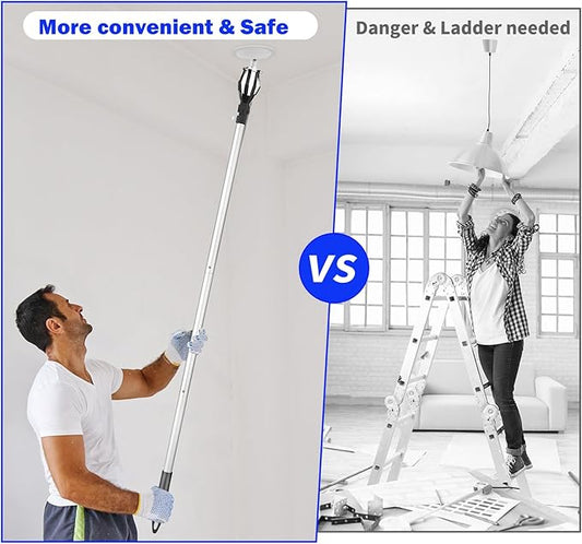 momolove 12FT Light Bulb Changer for High Ceilings, Light Bulb Remover Tool High Ceiling,Light Extension Pole Changer with Baskets and Suction Cup