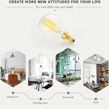 Leools Dimmable g16.5 led Bulb e12 g16 1/2 led Candelabra Bulb 60w Edison Bulb 4000K Neutral White 600lm ac120v 6w g50 led Globe Bulb for Chandelier,Vanity and Ceiling Fan,6Pack