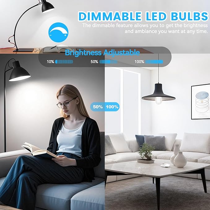 Brightever Vintage LED Edison Bulbs 60 Watt Equivalent, Dimmable 5000K Daylight White Light Bulbs, 7W, 850LM E26 LED Bulb, 90+CRI, ST58 Clear Glass Antique Decor Filament Lightbulbs for Room, 6-Pack