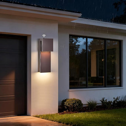 15IN Outdoor Wall Sconce Fixture,Dusk to Dawn Patio Lights,Waterproof Exterior Lamp,Modern Wall Mounted with 17W 3000K LED, Bronze Finish,Outside Lights for House Front Door Entryway