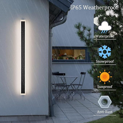 Long Outdoor Wall Light 47.2In 4000K,Modern Black Exterior Wall Mount Outdoor Lighting IP65 Waterproof for Porch Courtyard,1Pack