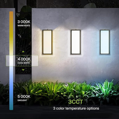 ASD LED 14" Outdoor Wall Light, Dusk to Dawn Front Door House Sconce | 3CCT, Photocell, Waterproof, ETL Listed | 20W 1900LM 3000-5000K 120V | Exterior Lighting Fixture, Porch Lamp | Black, 4 Pack