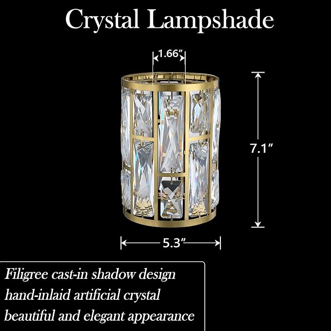 Doraimi Lighting 4 Pack Crystal Metal Pendant Ceiling Chandelier Wall Sconce Lamp Replacement Covers Shade Fixture Gold Finish,1.66" Fitter Size,7.1" high*5.3" Diameter
