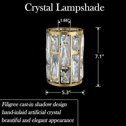 Doraimi Lighting 4 Pack Crystal Metal Pendant Ceiling Chandelier Wall Sconce Lamp Replacement Covers Shade Fixture Gold Finish,1.66" Fitter Size,7.1" high*5.3" Diameter