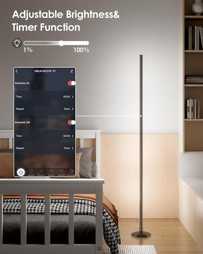 2PCS RGB+W Corner Floor Lamp, 65" Color Changing 24V LED Floor Lamp with Cool White Bluetooth APP Remote Control Music Sync Atmospheres Lamp 16 Million DIY Colors for Living Room Bedroom